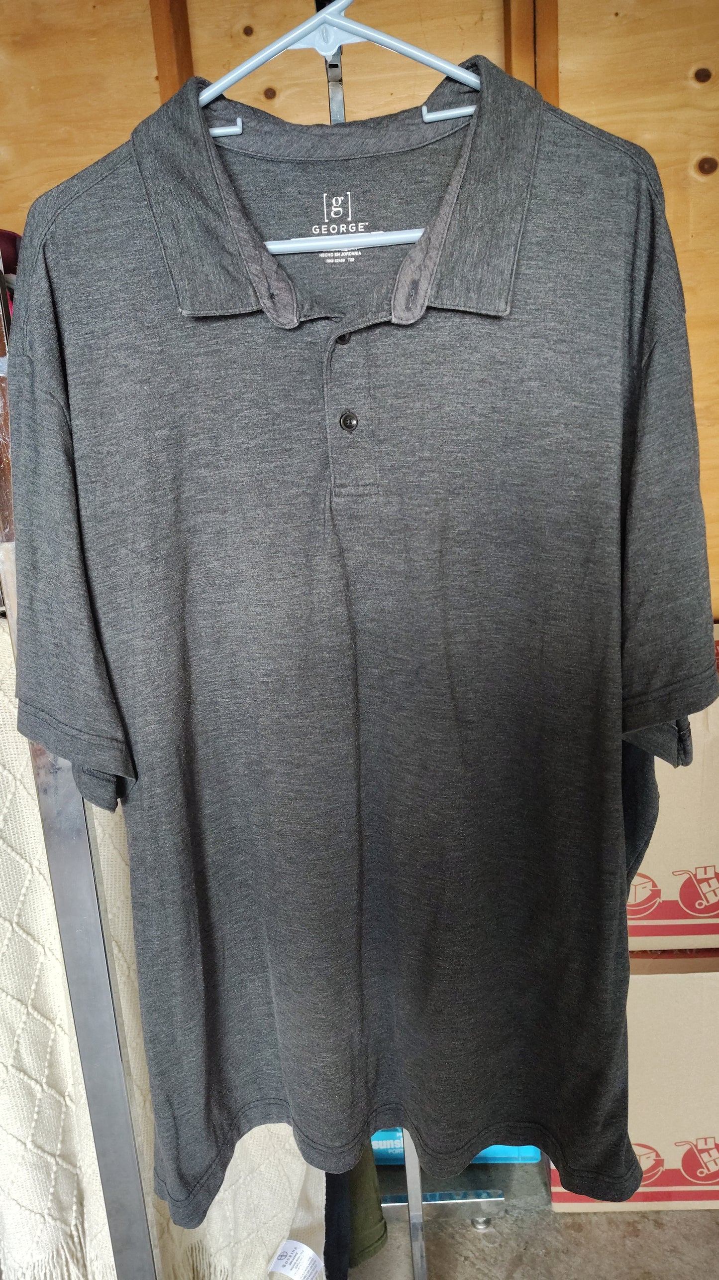 Short sleeve grey collared T-shirt 3XL